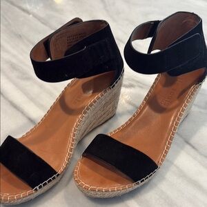 Gentle Souls Black Espadrille Wedges